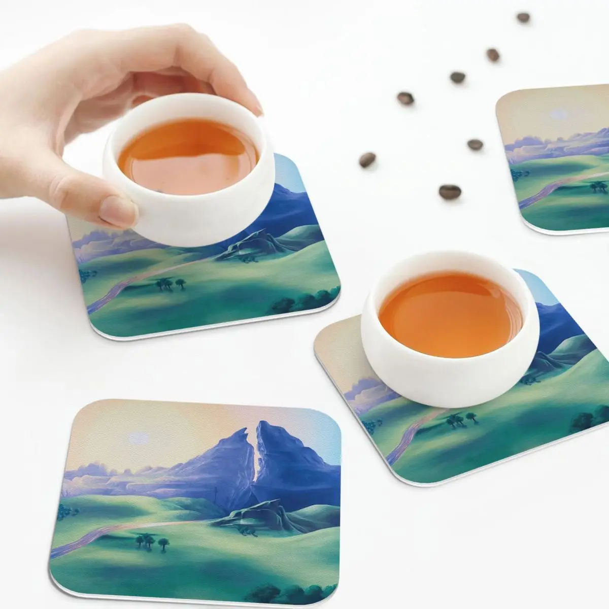 

Dueling Peaks Coasters Leather Placemats Insulation Coffee Mats For Home Kitchen Dining Pads Set of 4