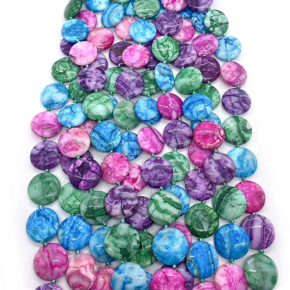 

25mm Natural Agate Polished Flat Round Straight-hole Spacer Bead Jewelry Accessory 1strand DIY Fashion Necklace Bracelet Gift