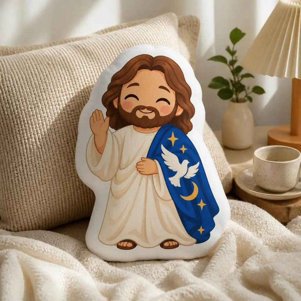 Jesus Christian Throw Pillow Celestial Dove Cushion Shaped Stuffed Decorative Pillow Religious Faith Gift for Home Decor
