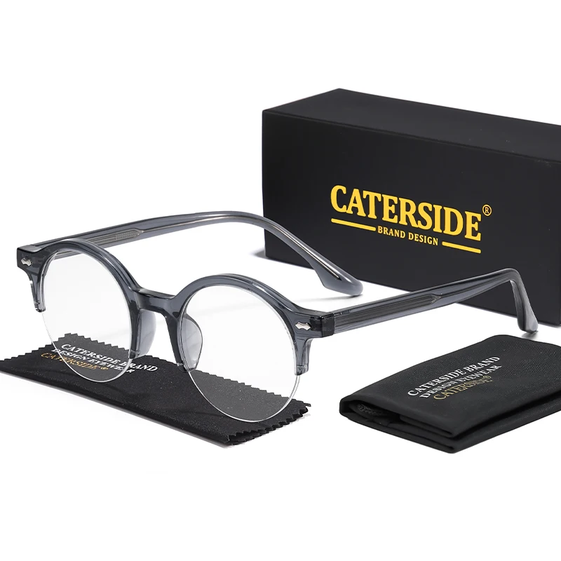 CATERSIDE Vintage Runde Herrenbrille Markendesign Halbrahmen Business-Brillen Damen Anti-Blaulicht Lesebrille – Detail 9