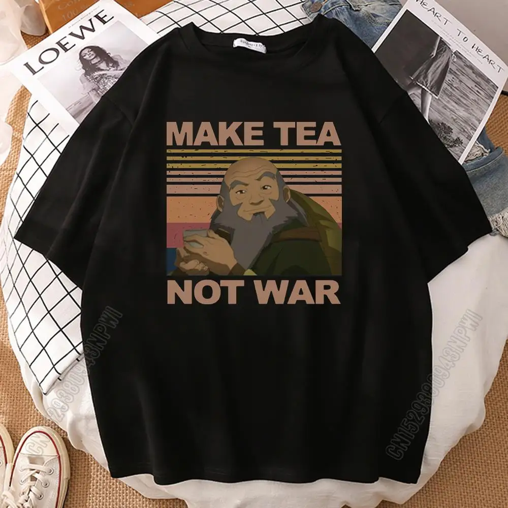 Make Tea Not War Printed T-Shirt Men Summer Casual Men Clothing Retro 100% Cotton T Shirts Pattern Vintage Tops Sportswear