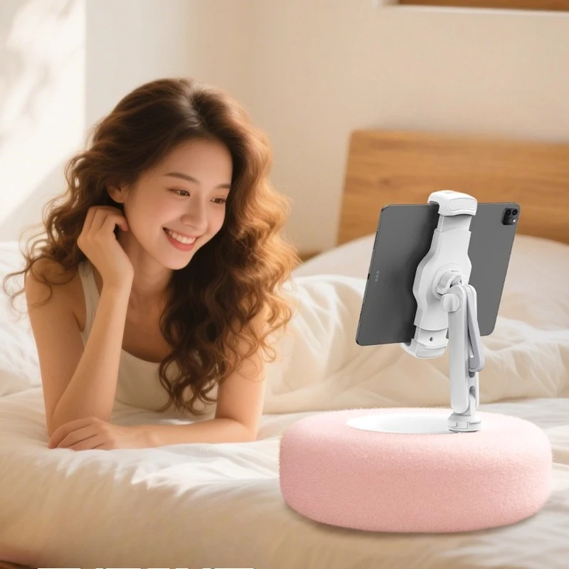 New Plush Pillow, Tablet and Cell Phone Holder, Desk Stand, Adjustable Length Angle for Live Straming Video Chat Lazy Video Chat