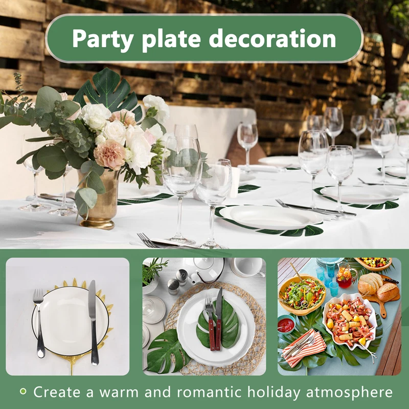Hojas de plástico para decoración de fiesta, plantas artificiales de Palma Tropical de 66 piezas, temática hawaiana, decoración de jungla