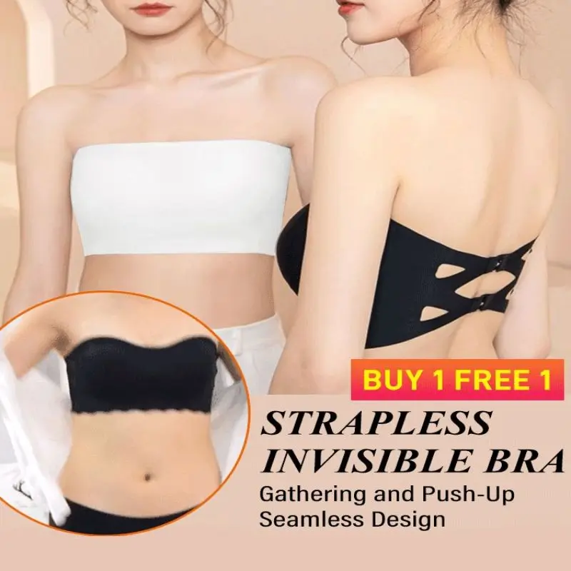 

Strapless ice silk seamless anti-skid bra High quality solid color sports beauty back Sexy stretch tight Cropped Tube Top