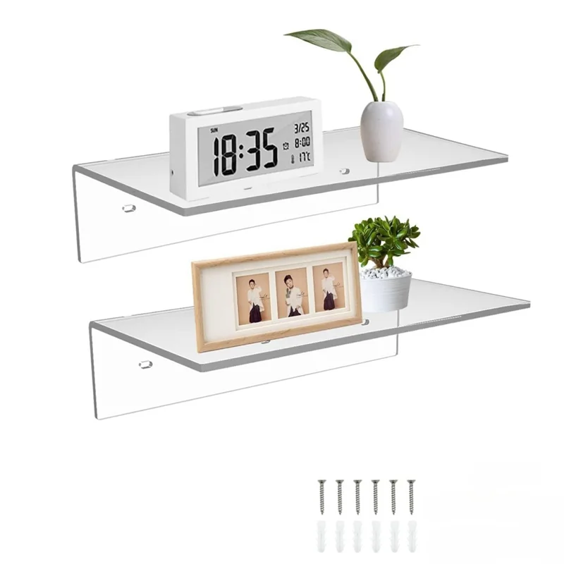 

ABRB-Настенная акриловая плавающая полка, небольшая прозрачная стойка для хранения, декор для ванной комнаты, гостиной, прозрачная