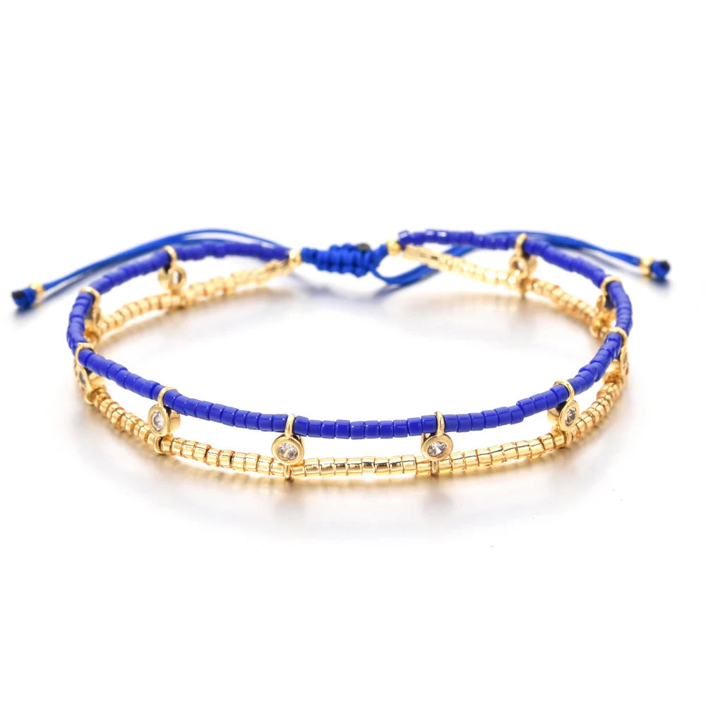 Boho Crystal Gold Color Tiny Dainty Bracelet For Fashion Women Colorful Design Summer Jewelry Miyuki Delica Bead Handmade
