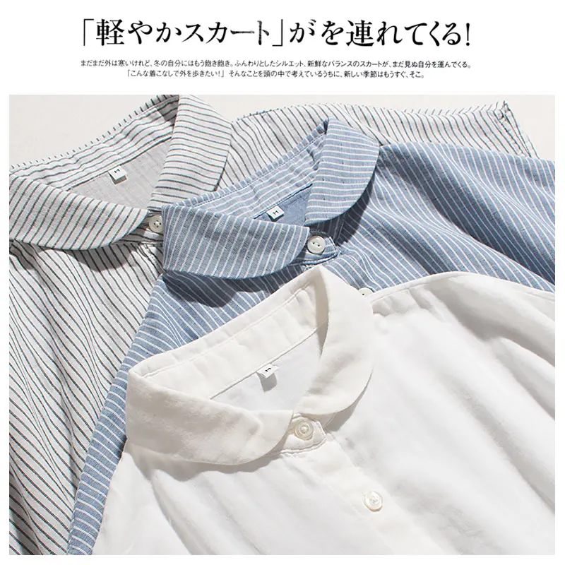 

Summer Women Casual Loose All-match Basic Japan Style Comfortable Breathable Thin Water Washed Double Layer Cotton Shirts/Blouse