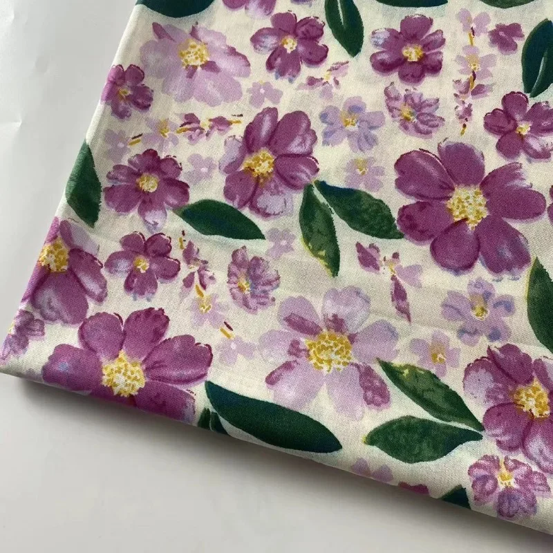 150x45cm Floral Oil Painting Style Cotton Poplin Printed Fabric 100% Cotton Clothing Dress Home Textiles DIY Sewing Fabric