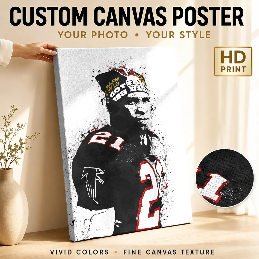 Deion Sanders Canvas Print Poster Personalized Photo Modern Aesthetic Wall Paintings Decoration for Office Gift for Collectors