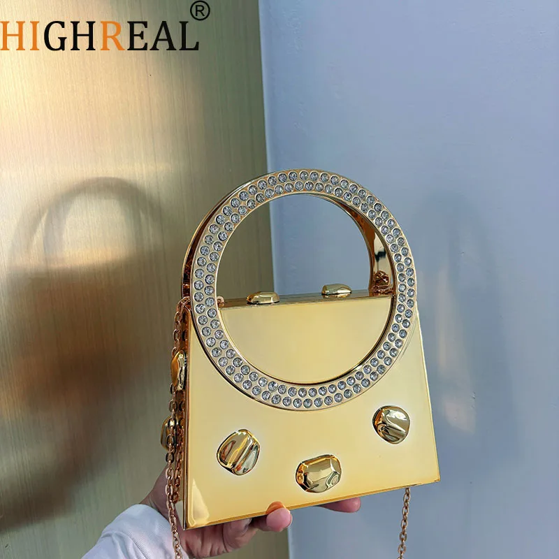 

Candy Color Acrylic Evening Bags for Women Round Handle Diamond Handbag Luxury Party Wedding Purse Clutch Shoulder Crossbody Bag