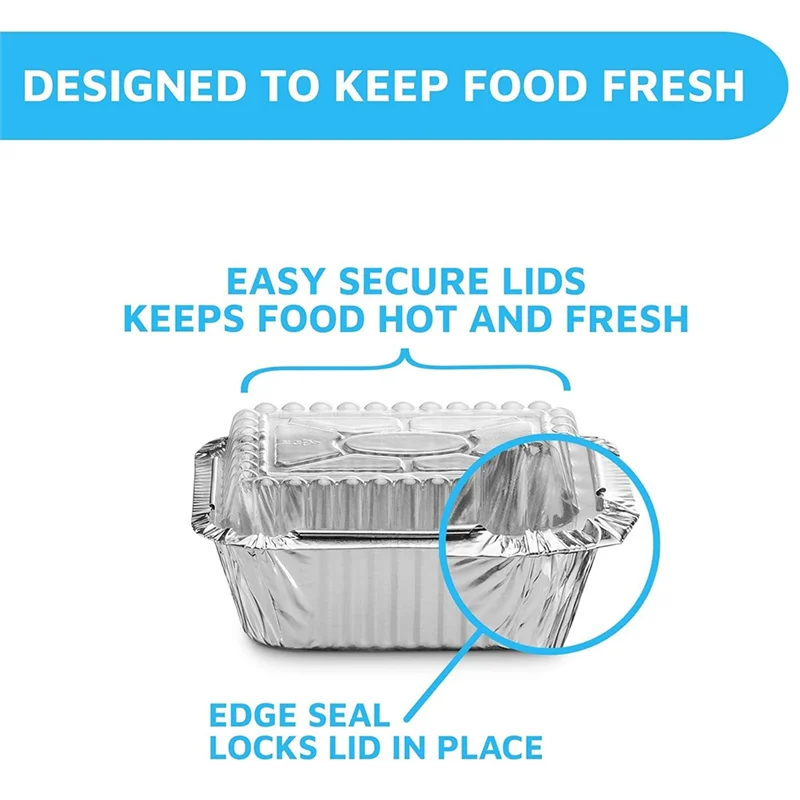 ABKJ-Disposable Takeaway Pan With Transparent Lid, Rectangular Aluminum Foil Tray, Tightly Sealed, 410Ml Capacity Easy Install