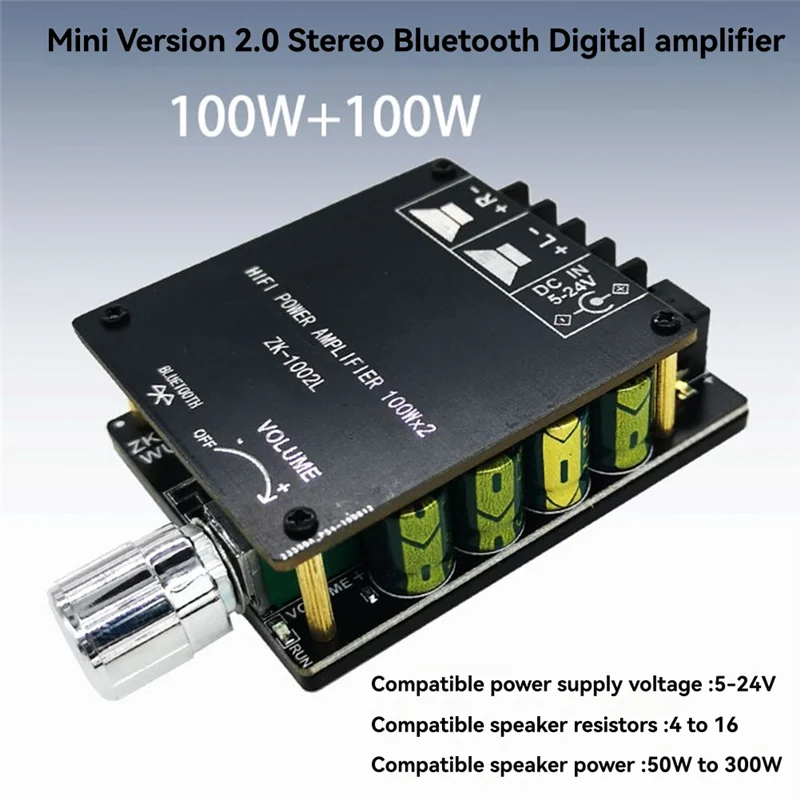 ABMF-1002L 100WX2 TPA3116 Mini placa amplificadora Bluetooth 5.0 Placa amplificadora digital de potência de áudio sem fio 50W 80W Amplificador estéreo