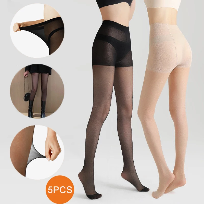 

5pcs Spring and Autumn Thin Anti Hook Silk Long Tube Light Leg Artifact Natural Nudity Stocking, Slimming Invisible Pantyhose