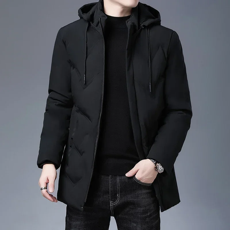 

Long Thicken Outwear Parkas Jackets Winter Windbreaker Men's Clothing Top Quality New Fashion Brand Hooded Casual Fashion Coats