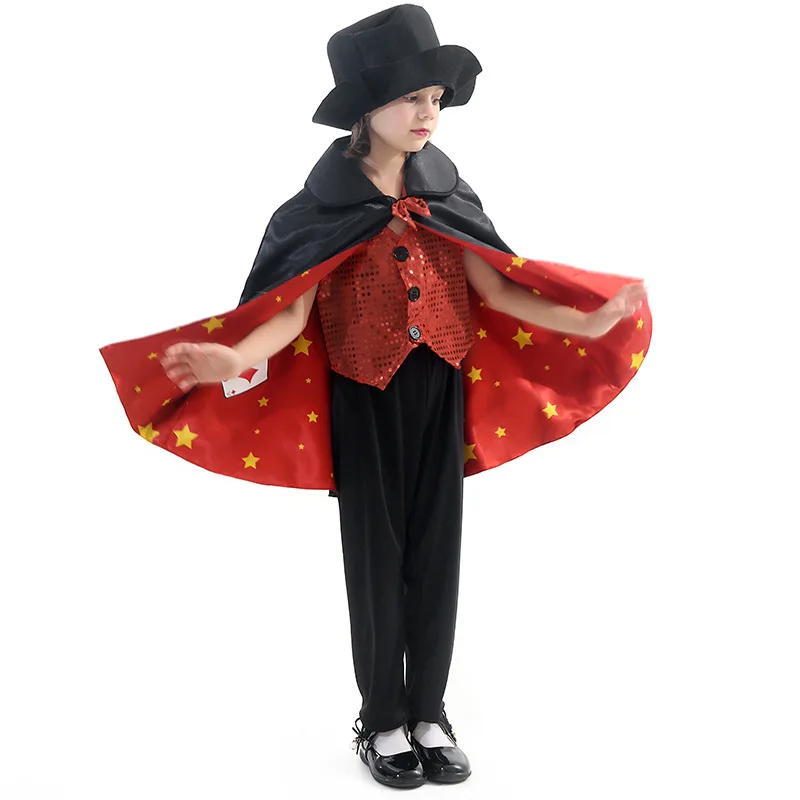 Goochelaar kostuum kinderen met hoed en handschoenen kinderen goochelaar rollenspel kostuum set voor Halloween cosplay party dress up outfits