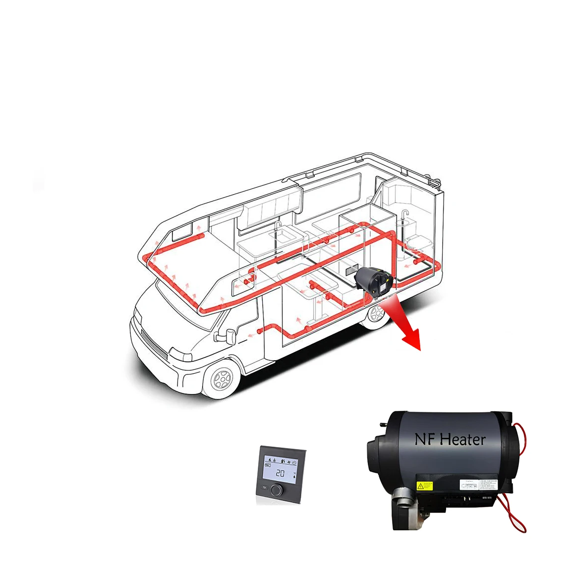 

NF 6kw 12v 110v caravan air and water combi heater RV camper caravan water heater similar to truma