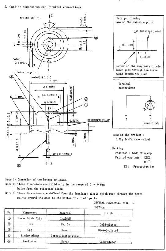 405nm 350Mw Laser Diode Multi-mode GH04W10A2GC