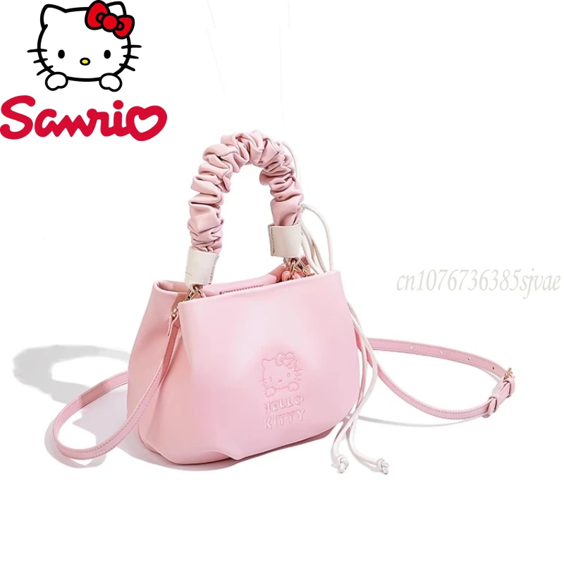 Sanrio Hello Kitty New Women's Shoulder Bag Fashion Trend Mini Women's Handbag Luxury Brand Original Fashion Mini Bucket Bag