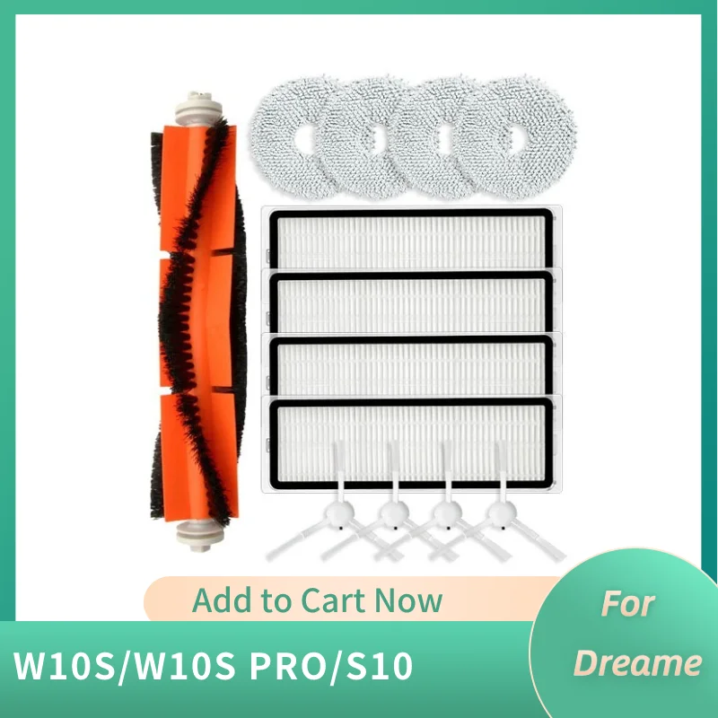 Suitable for Dreame Sweeping Robots W10S W10S PRO S10 Accessories Cloth Mop Filter Screen Edge Brush Main Brush