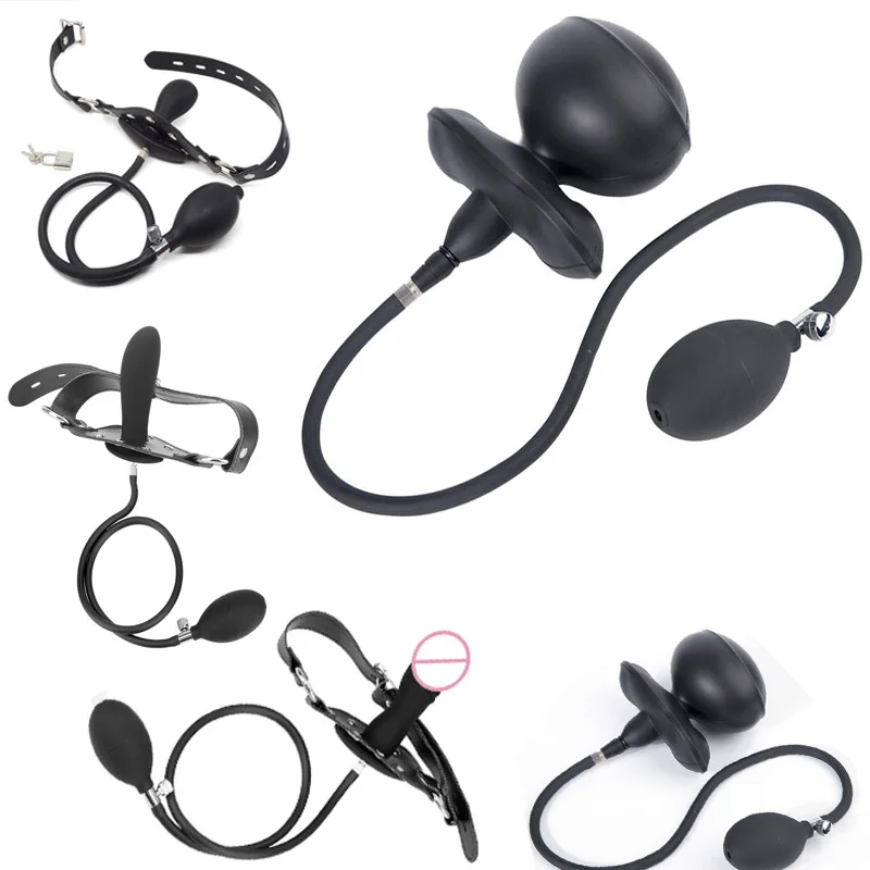 Soft Silicone Inflatable Penis Gag Open Mouth Gag Oral Dildo Plug with Lock  Leather Harness Bondage BDSM Sex Toy for Couple Game - AliExpress 66