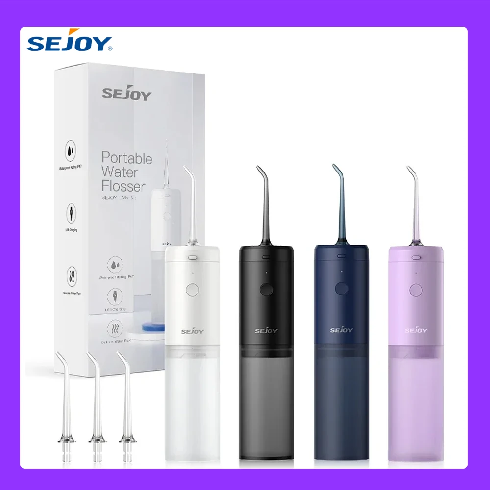 

SEJOY Portable Dental Water Flosser Mouth washing machine Oral Irrigator USB Rechargeable 3 Modes IPX7 Waterproof