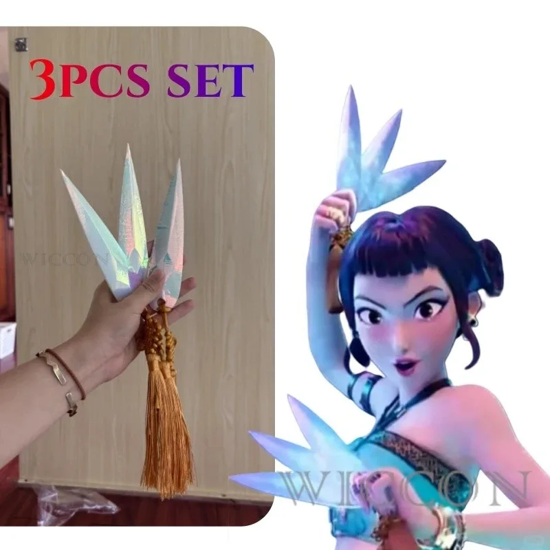 DY20KPOP Huntrix Zoey 코스프레 의상 가발 Rumi Mira 무대 유니폼 탑 귀걸이 슈퍼스타 악마 헌터 소녀 여성 세트 할로윈