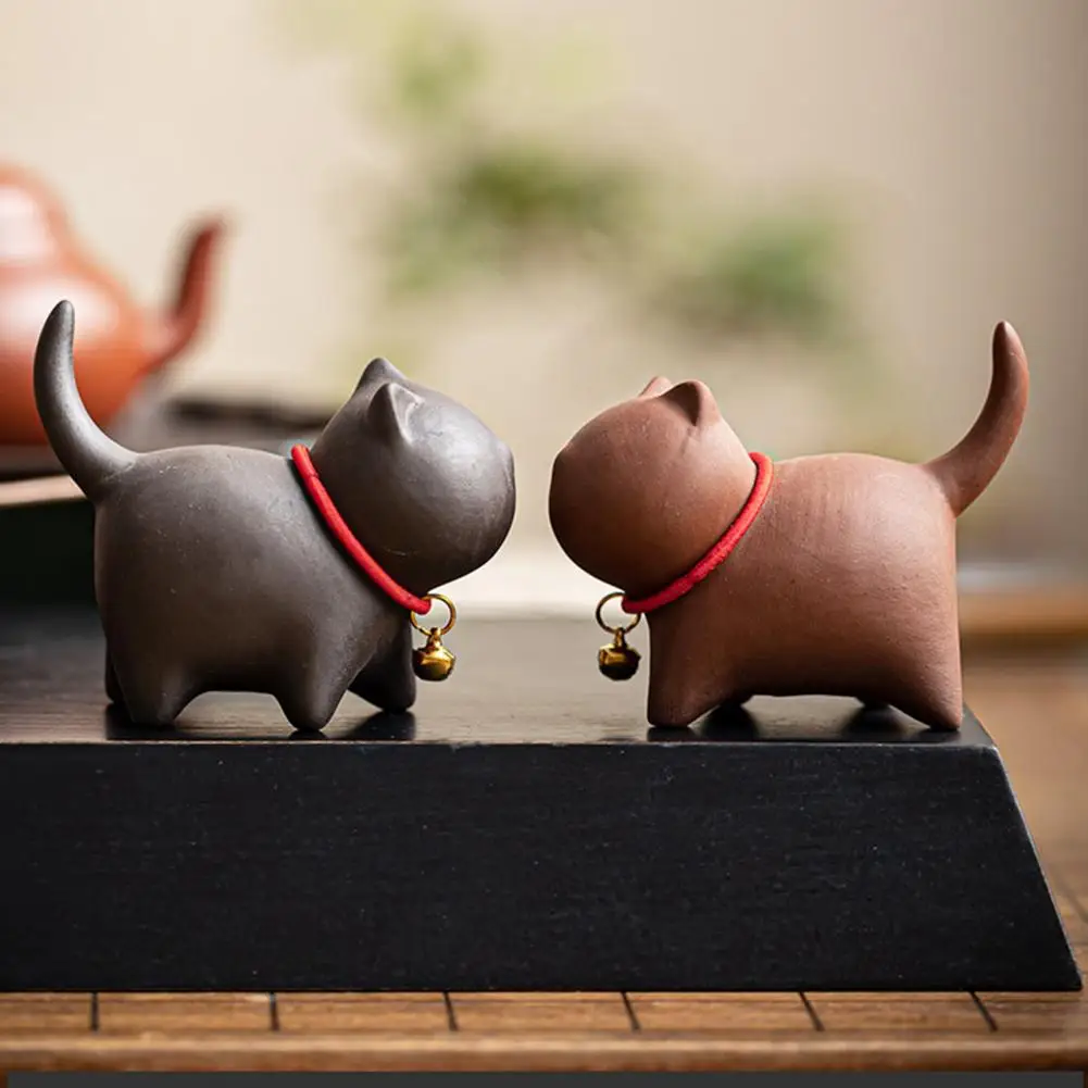 Handcrafted Tea Pet Handcrafted Purple Sand Kitten Tea Pet for Kung Fu Tea Set Oriental Elegance Decor for Lovers for Lovers