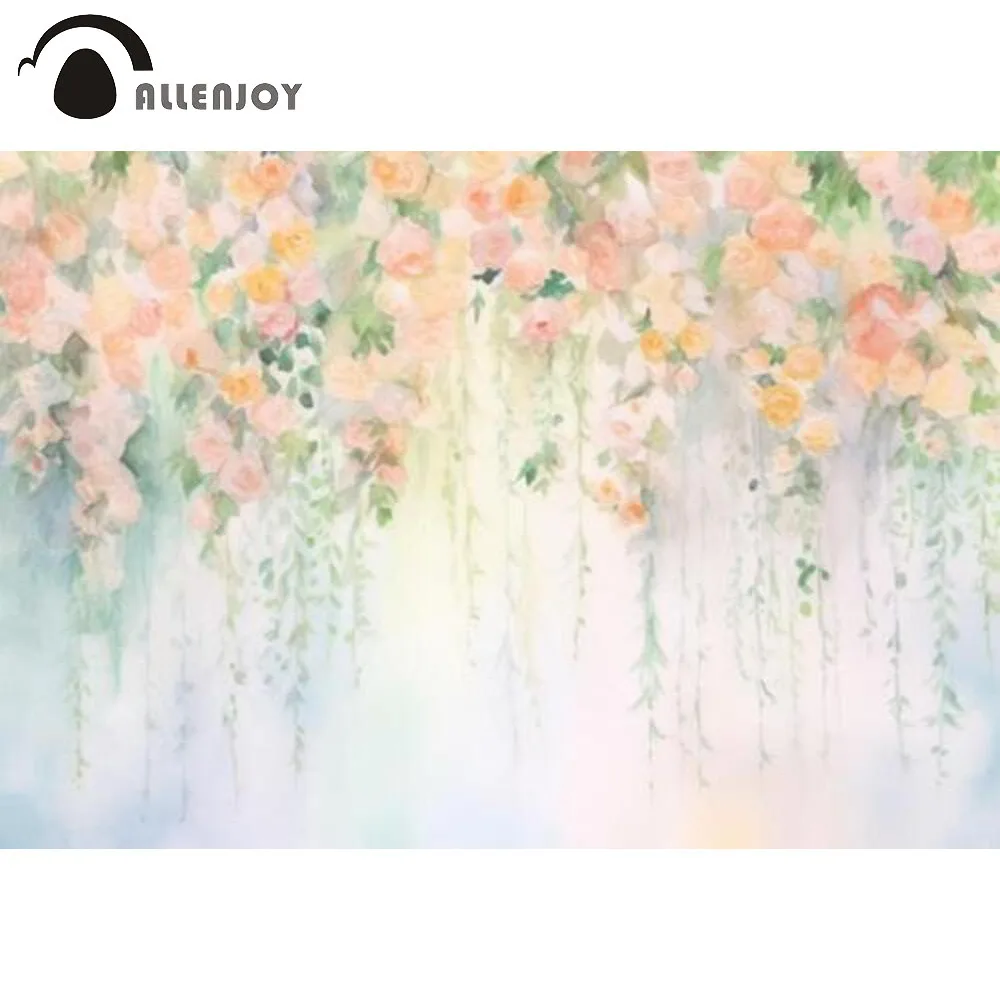 

Allenjoy Spring Flower Watercolor Painting Photography Backdrop for Kids Newborn Baby Birthday Portrait Photoshoot Background