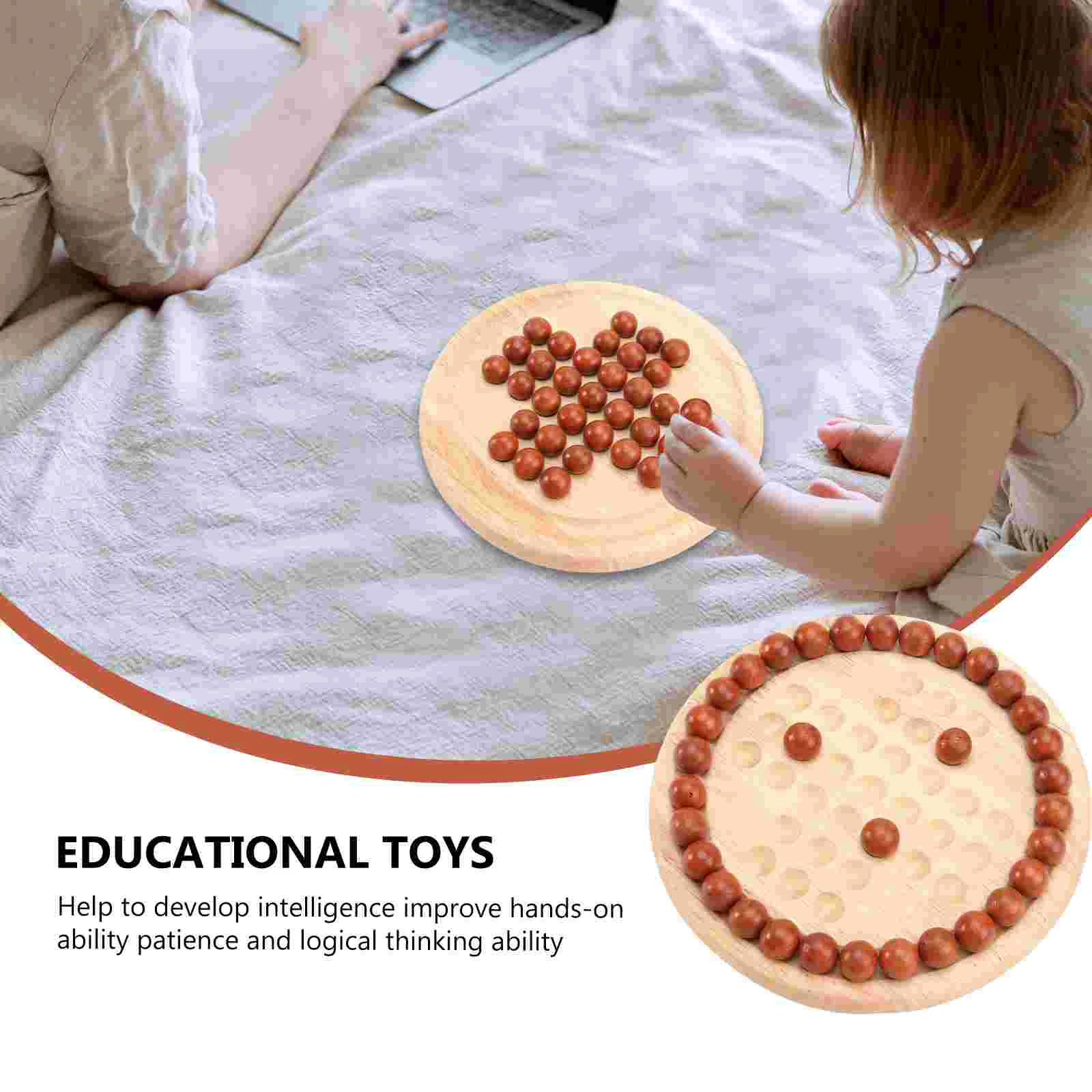 Wooden Beads Glass 1 Child Individual Puzzle Soltaire Toy Adults Classical Educational Board Game