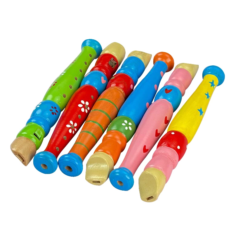 Flûte de dessin animé en bois colorée et Harmonica, Instrument de musique en bois, jouets pour enfants, jouets musicaux éducatifs précoces pour enfants