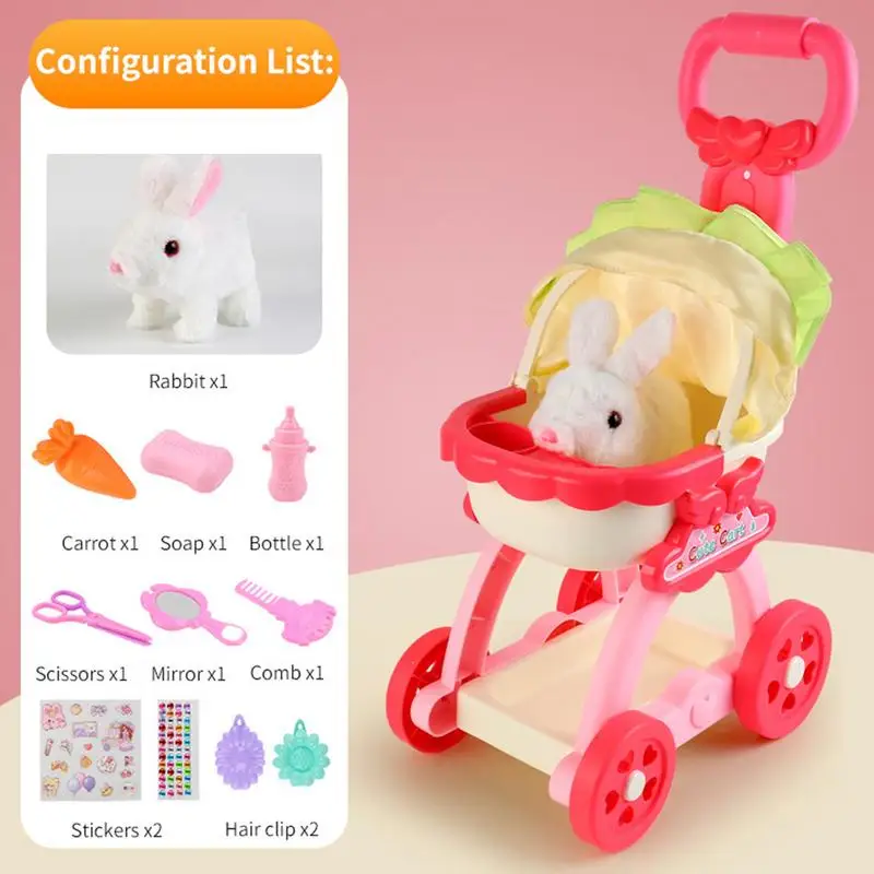 

Cute Pet Car Simulation Cute Baby Cart Early Learning Talking Sound Effects Play House Toys Pretend Play House Girls Toy