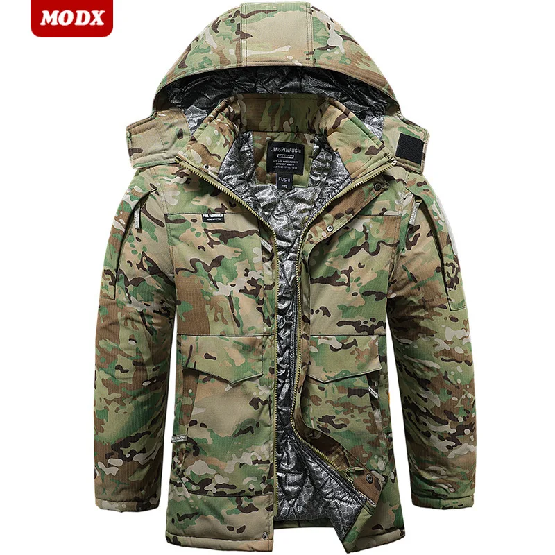 Autumn Winter Camouflage Cotton Jacket Men Plush Thickened Stormtrooper Jacket Warmth Cold Protection Work Clothes Cotton Jacket