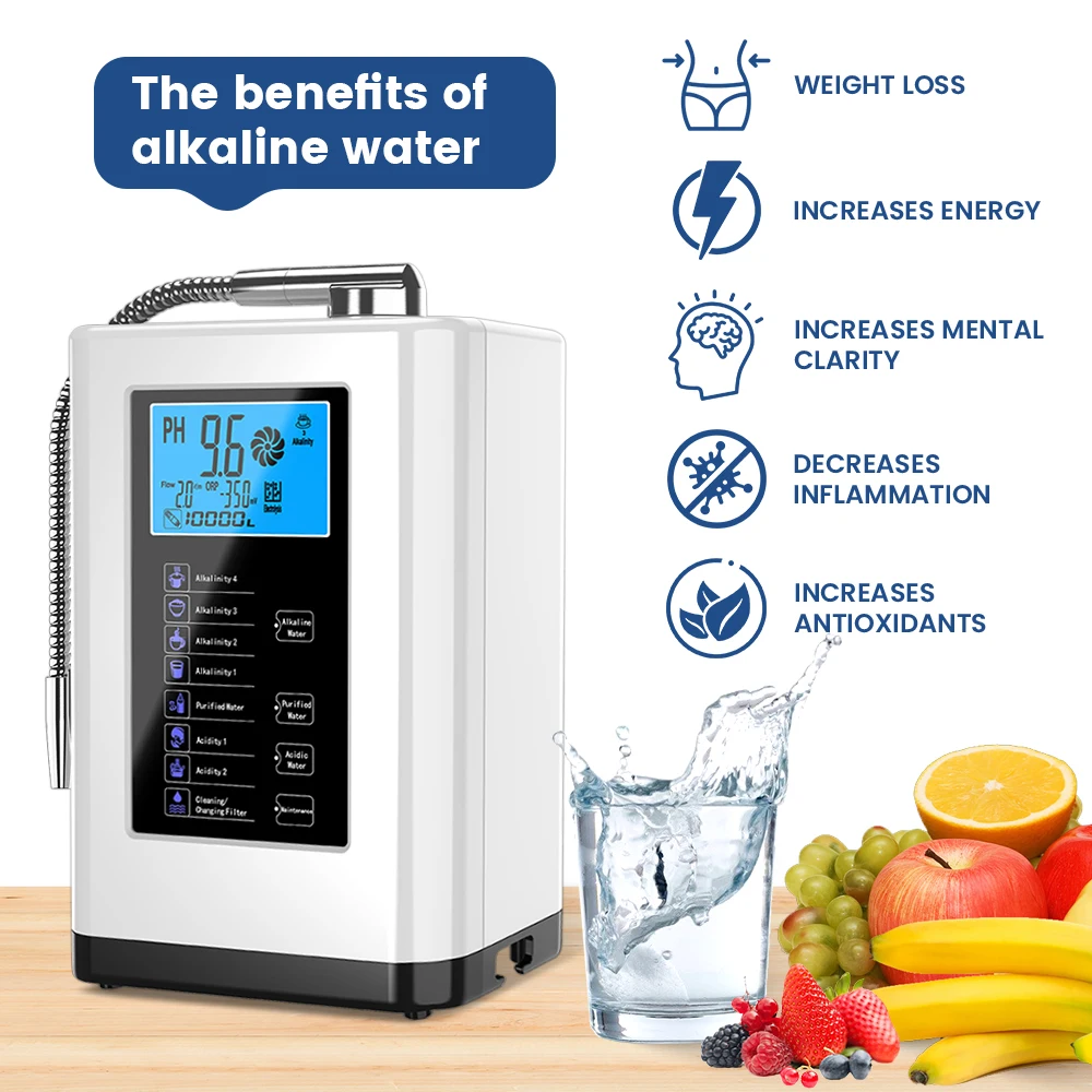 Máquina ionizadora de agua alcalina, dispositivo de agua PH, dispensador de agua alcalina, 5 placas, revestimiento de platino, máquina ionizadora de