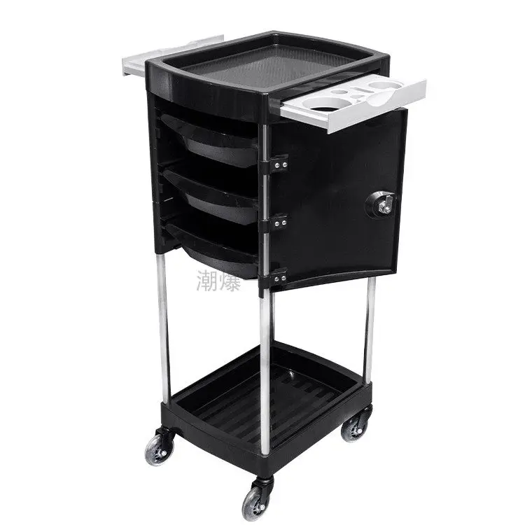 High-end retro barber shop hair cart hair salon special bar car dyeing and ironing drawer with lock hair tool cabinet cart