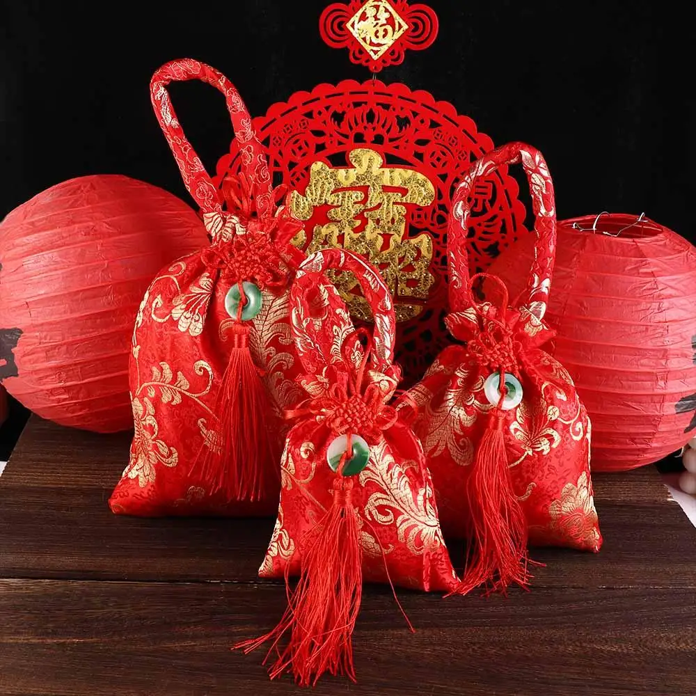 

Холщовая сумка на шнурке в китайском стиле с цветком, сумка на запястье, корейский стиль, сумка с кисточками в китайском стиле, сумка для хранения ювелирных изделий, упаковочная сумка