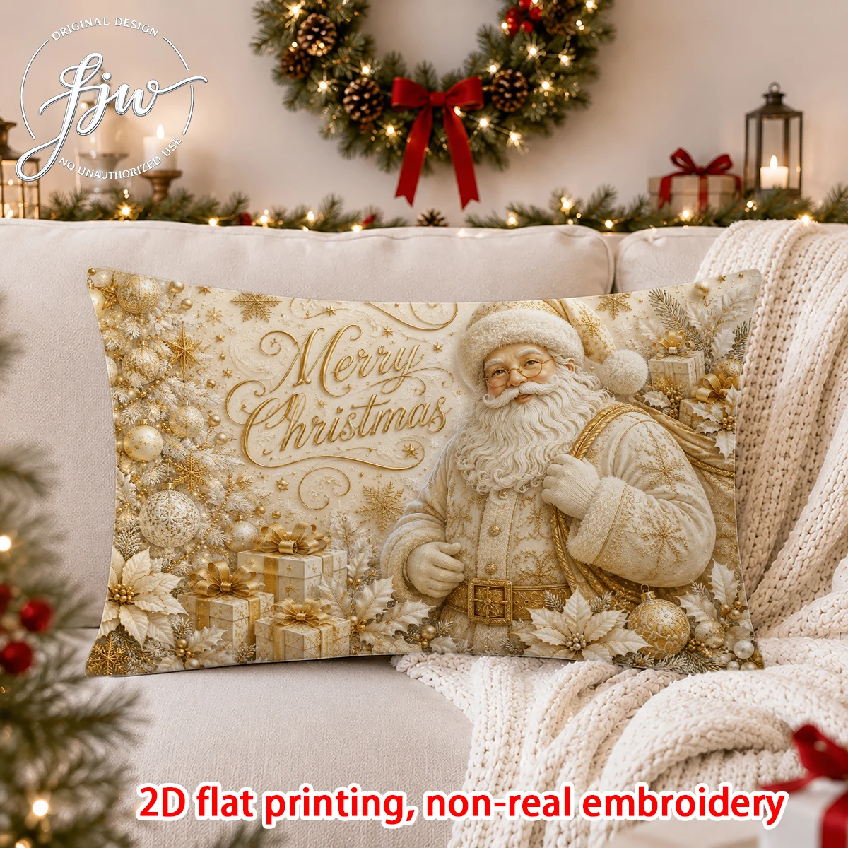 1PC Vintage Christmas Pillow Cover, Winter Holiday Decorative Cushion Case for Sofa Bedroom Home Decor