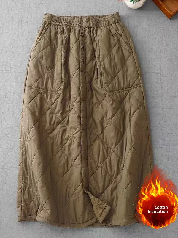 

Thiened Cotton Quilted Retro Winter f Skirt Artistic Warm Large Size Women's Faionable Versatile Slimming A-Line Skirt