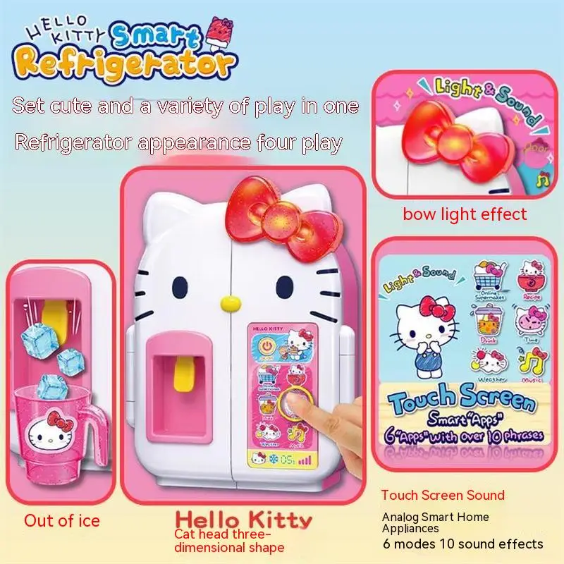 New Hello Kitty Sanrio Series Modeling Cute Mini Refrigerator Girl Simulation Family Vocal Spray Toy Children'S Birthday Gift