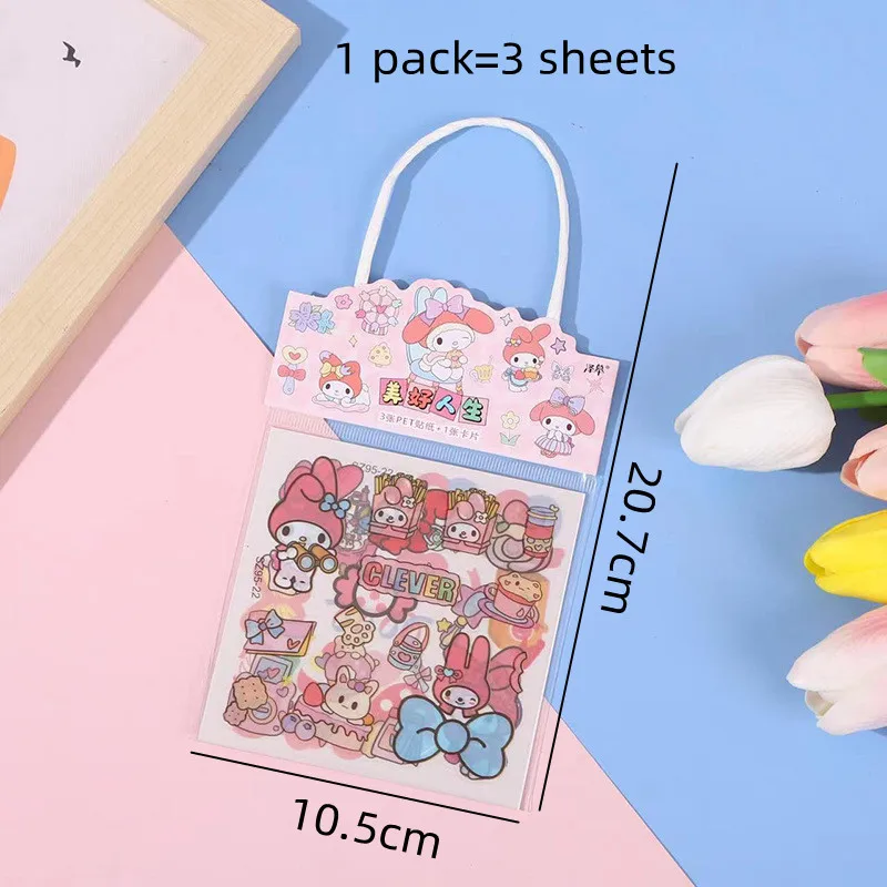 Sanrio-pegatinas de melodía Kawaii para álbum de recortes, pegatinas decorativas para diario DIY, etiqueta de palo, 40 paquetes por lote