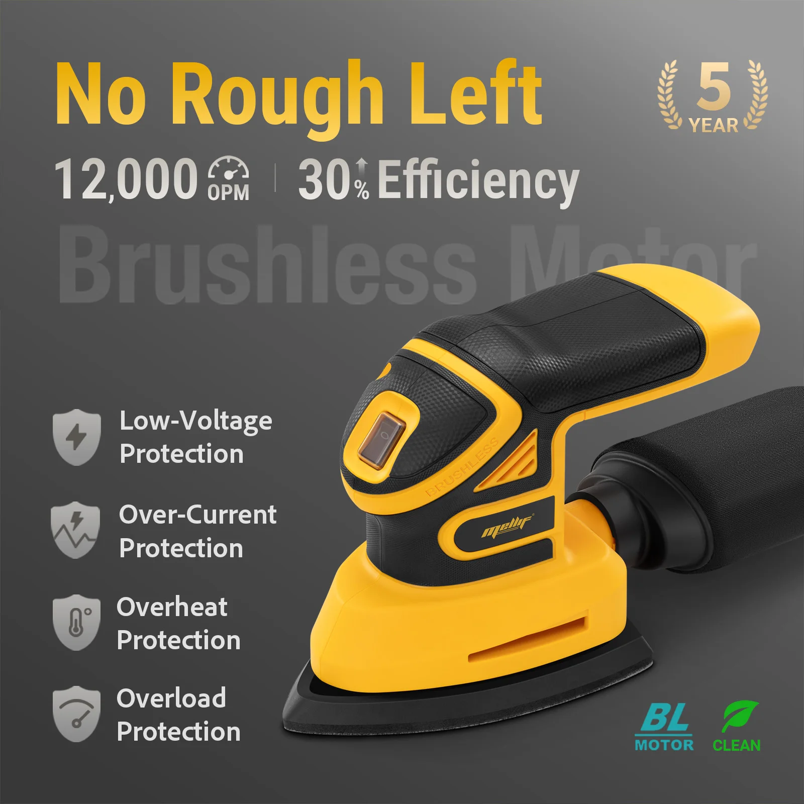 Cordless Detail Sander Compatible with Dewalt 20v Max Battery, Dust Collector, Brushless 12,000 OPM Speed,10pcs Sanding Pads