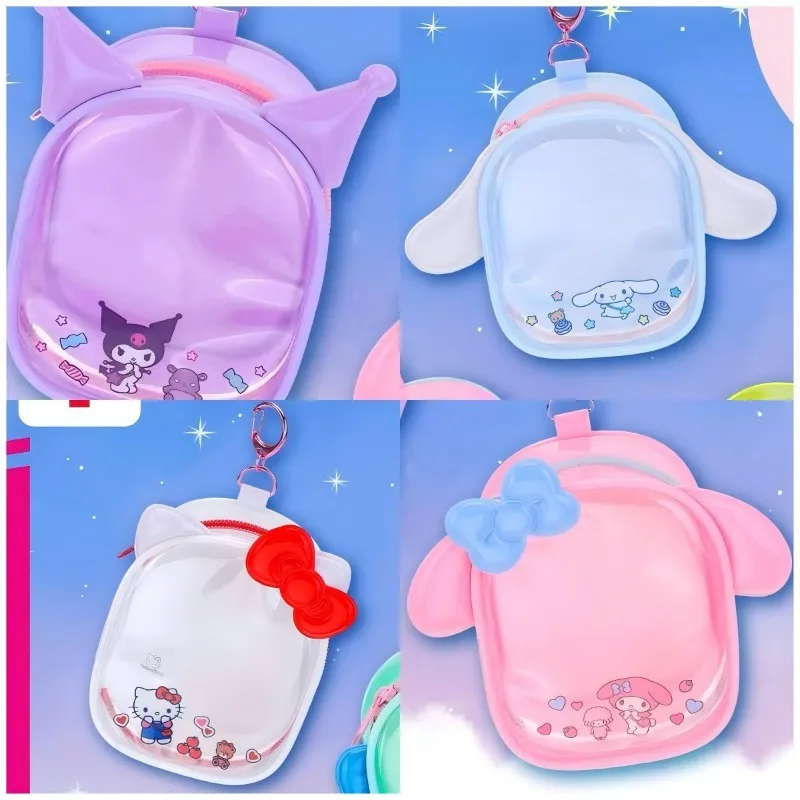 

Sanrio Kawaii Transparent PVC Doll Case 13cm Clear Dustproof Storage Bag Cute Girls Gift Cosplay Display Tote