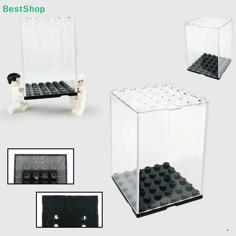 Clear Stackable Building Block Display Box, Compatible With Minifigures, Dustproof Square Storage Case For Small Bricks
