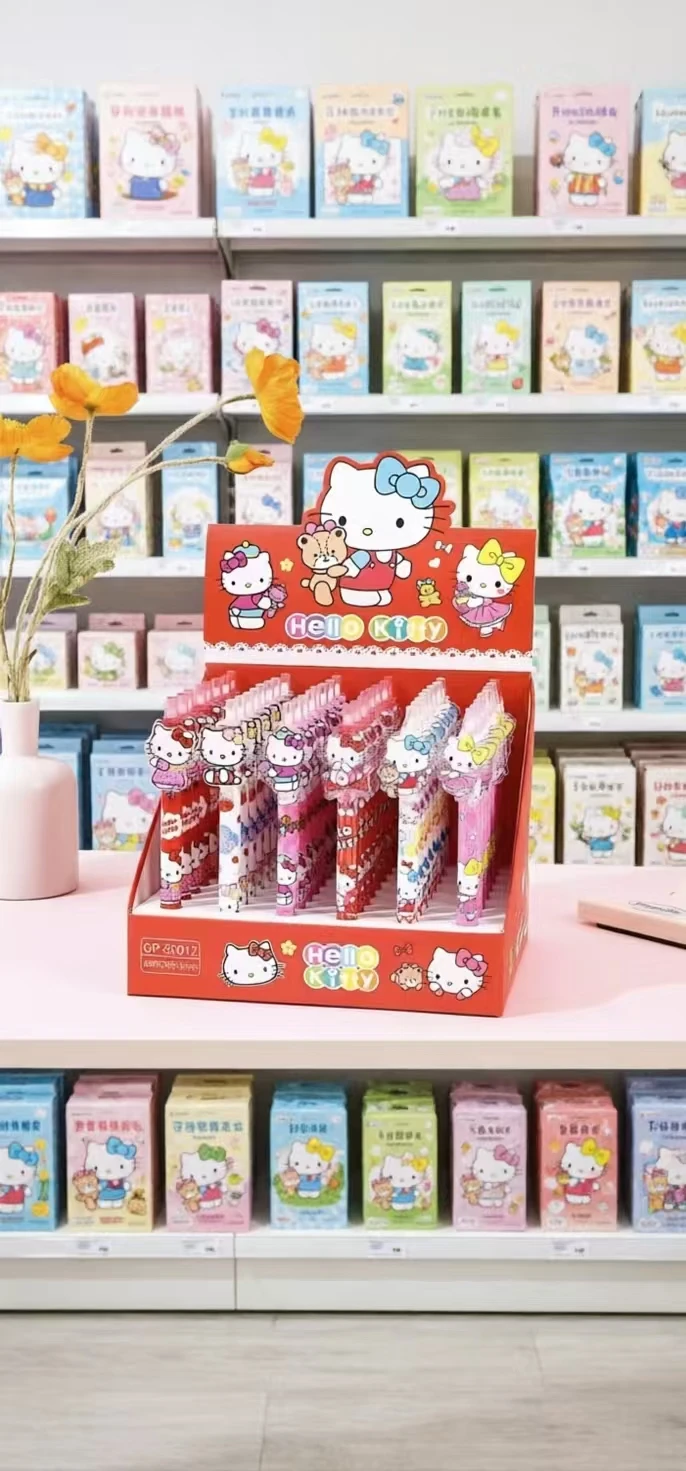 Cute Hello Kitty Gel Pen 0.5mm Acrylic Press Ballpoint Pen Kawaii Stationery for School Office Student Gift Journaling Supplies