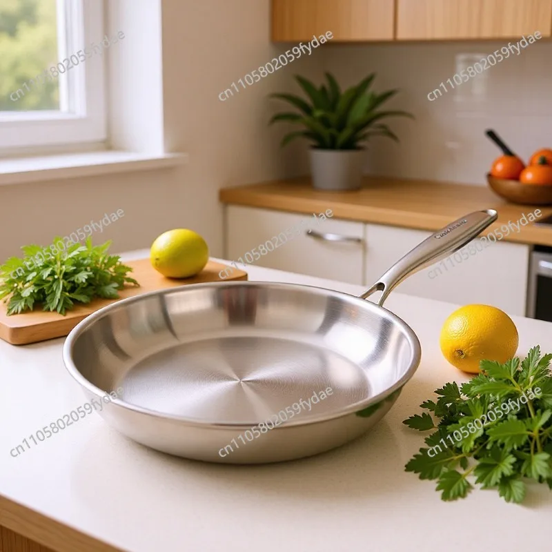 304 Stainless Steel Modern Three-layer Wok with Glass Cover for Gas Stoves and Induction Cookers