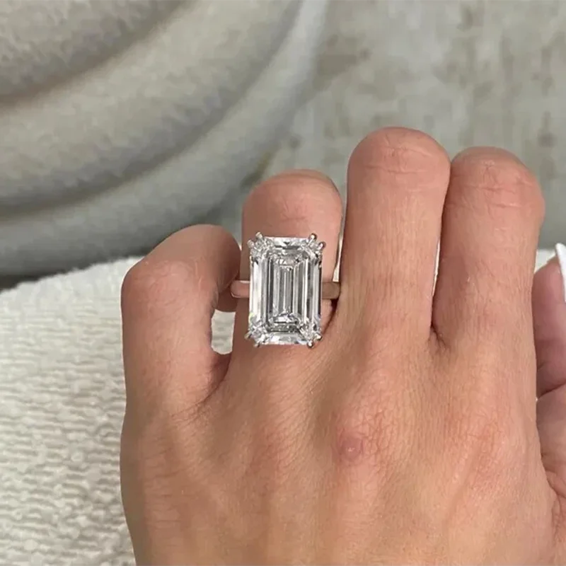 8Ct Emerald-Cut EF VS‑VVS CVD HPHT Lab Grown Diamond IGI Platinum950 Solitaire Wedding Ring Fine Bridal Jewelry Rings For Women
