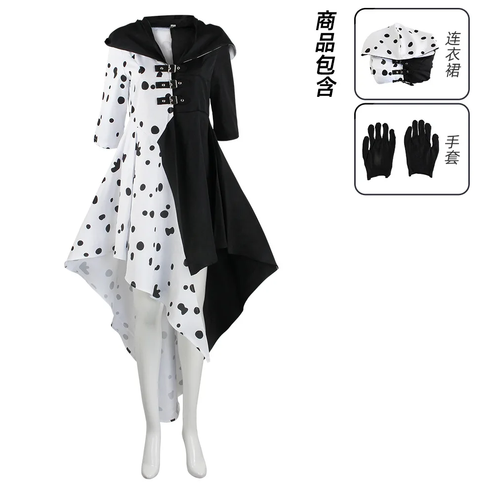 

Halloween 101 Loyal Dog Black and White Witch Cruella De Vil Spotted Costume Performance Costume Party Costume