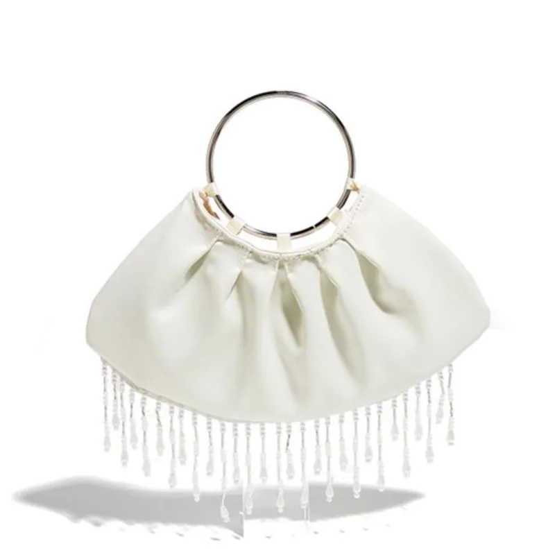 JIAERDI Fairycore Tassels Y2k Hand Bag Women Vintage Handle Chic White Shell Bag Female Retro Elegant Sweet Cool Bags Aesthetic