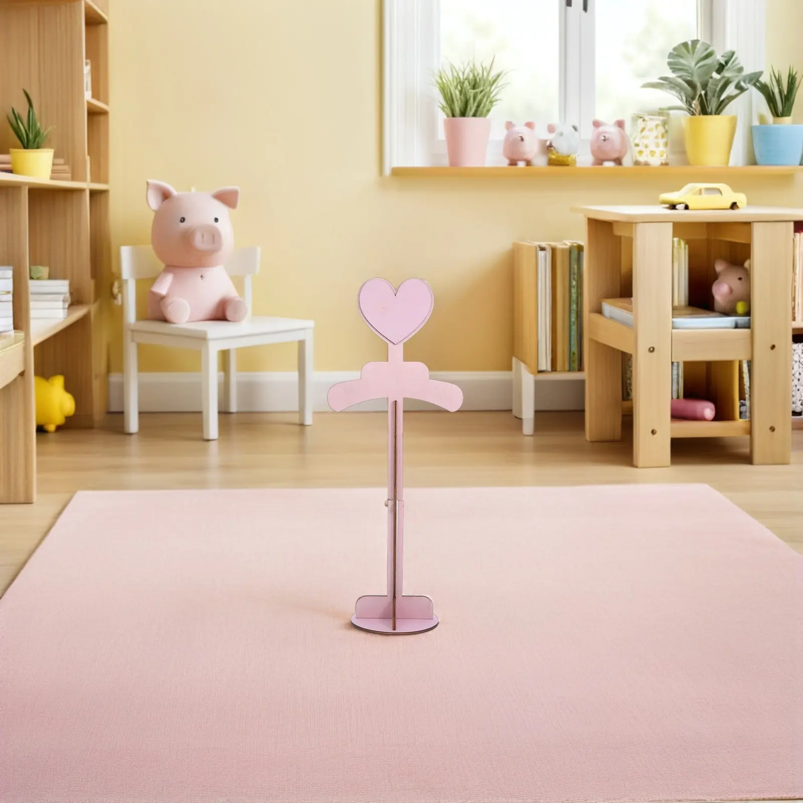 2pcs-wooden-child-clothes-display-stand-heart-shaped-dress-rack-sturdy-adjustable-portable-kids-outfit-hanger-for-baby-shower