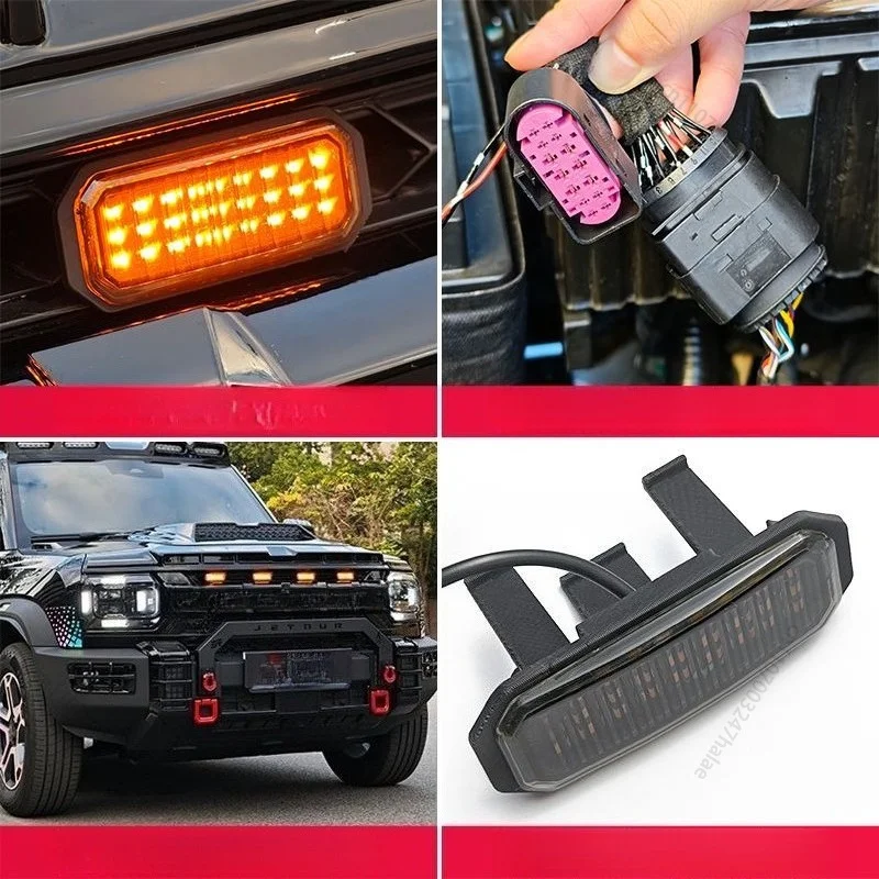 For Jetour T2 I‑DM ICH‑X K3 2023‑2026 Grille LED Yellow Decor Lights Front Spot Light Ambient Lamp Exterior Mod Parts