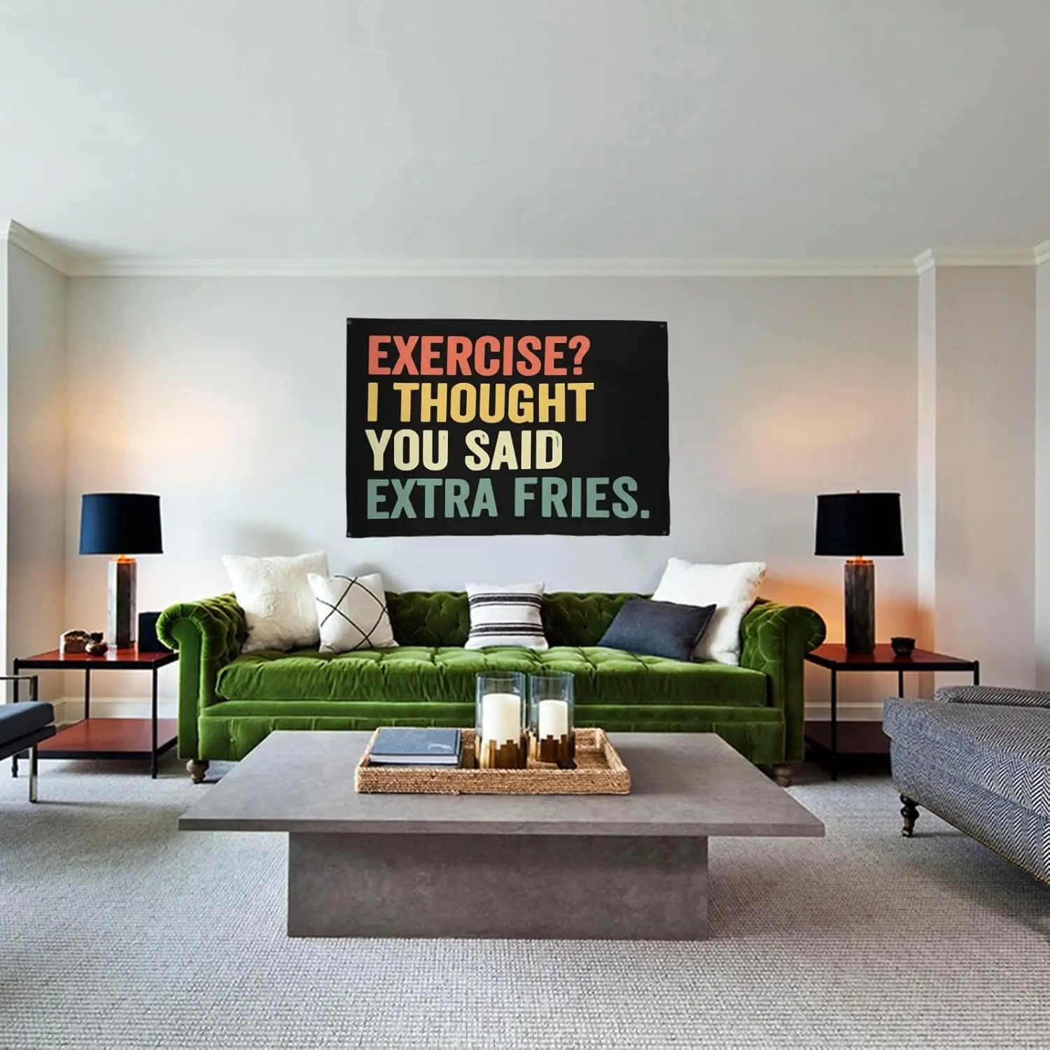 Flagicts-Exercice J'ai pensé que tu as dit des frites supplémentaires, Drapeaux drôles, 100% polyester